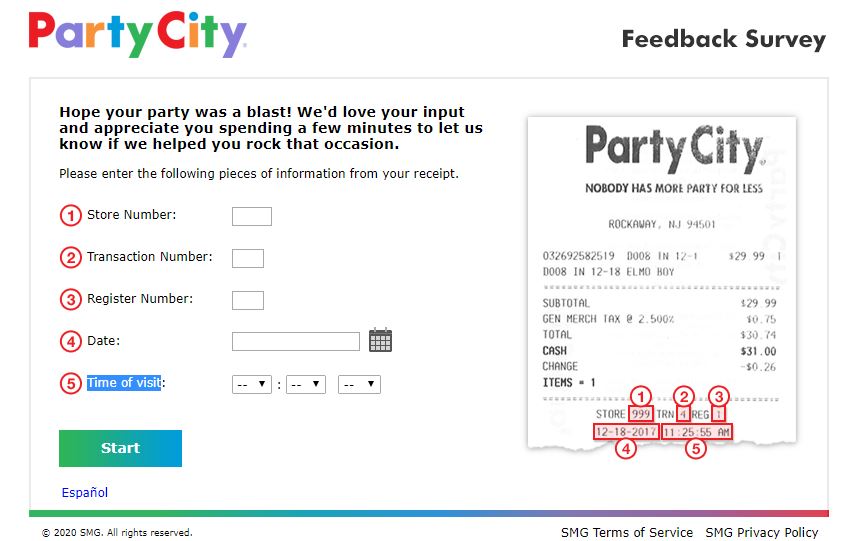 Party City Feedback Survey 1