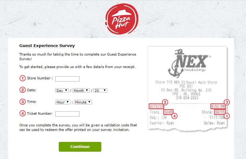 Pizza Hut Guest Experience Survey