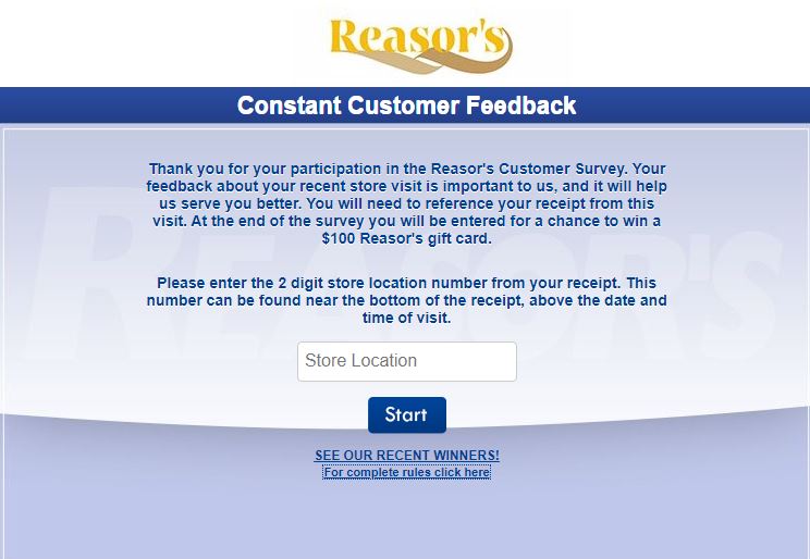 Reasor’s Customer Survey