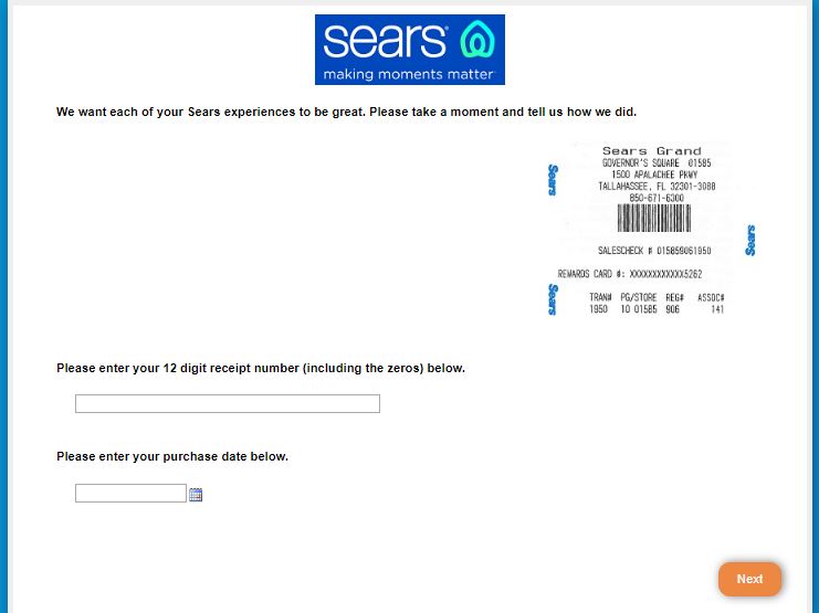 Sears Feedback survey