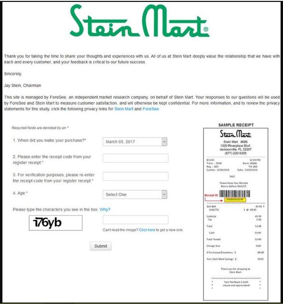 Stein Mart Survey