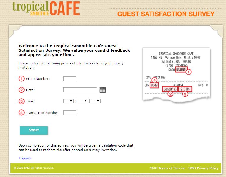 Tropical Smoothie Cafe Survey