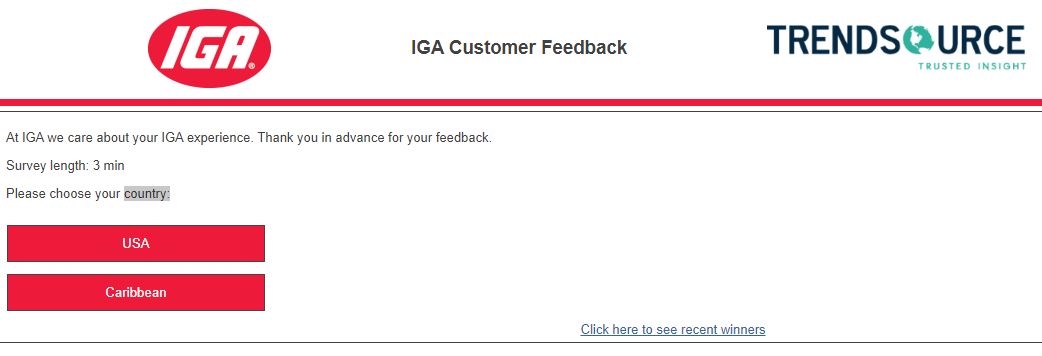 IGA Store Feedback Survey 1