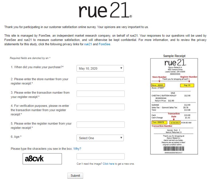 Rue21 Survey