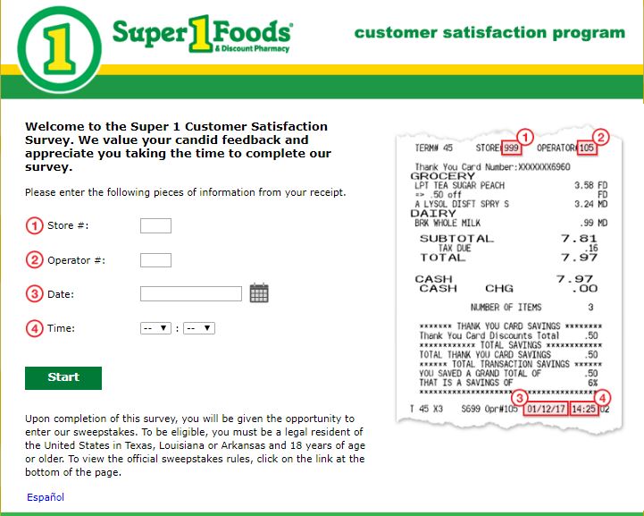 Super One Foods Feedback Survey