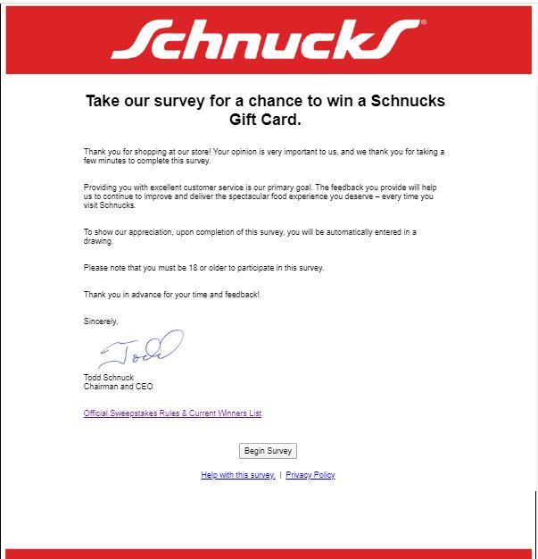 Tell Schnucks Survey