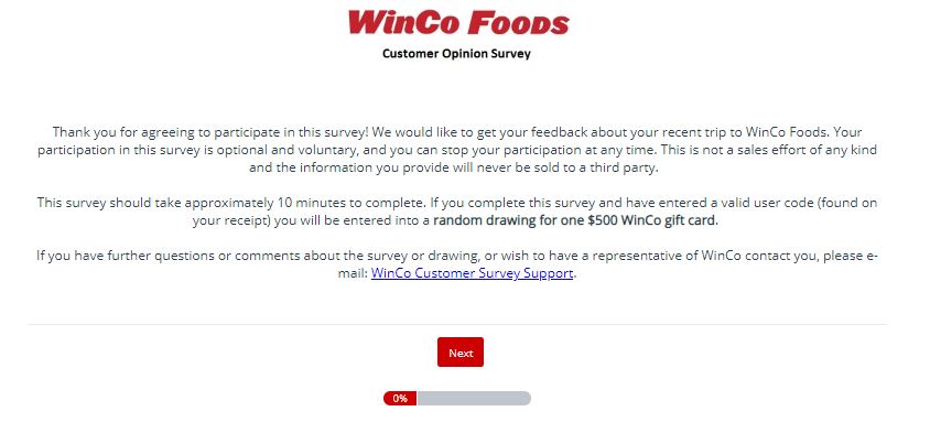 WinCo Foods Survey 