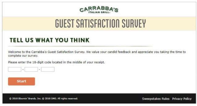 tell Carrabba’s Survey