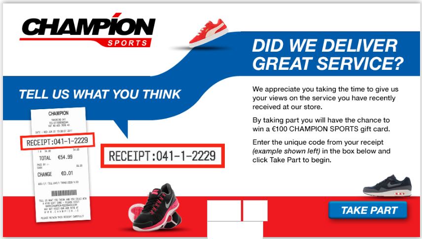 Champion Sports Feedback Survey steps