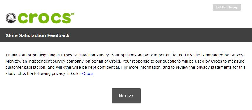 Crocs Feedback Survey