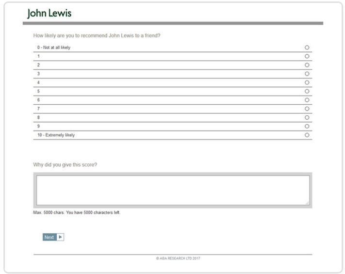 John Lewis Feedback Survey