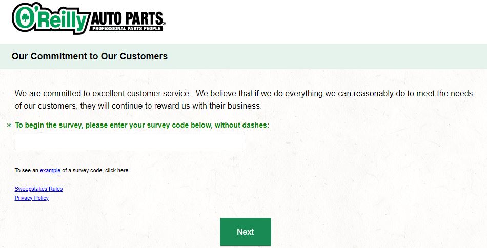 O’Reilly Auto Parts Survey